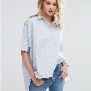Mango Embroidered Back & Stripe Detail Shirt